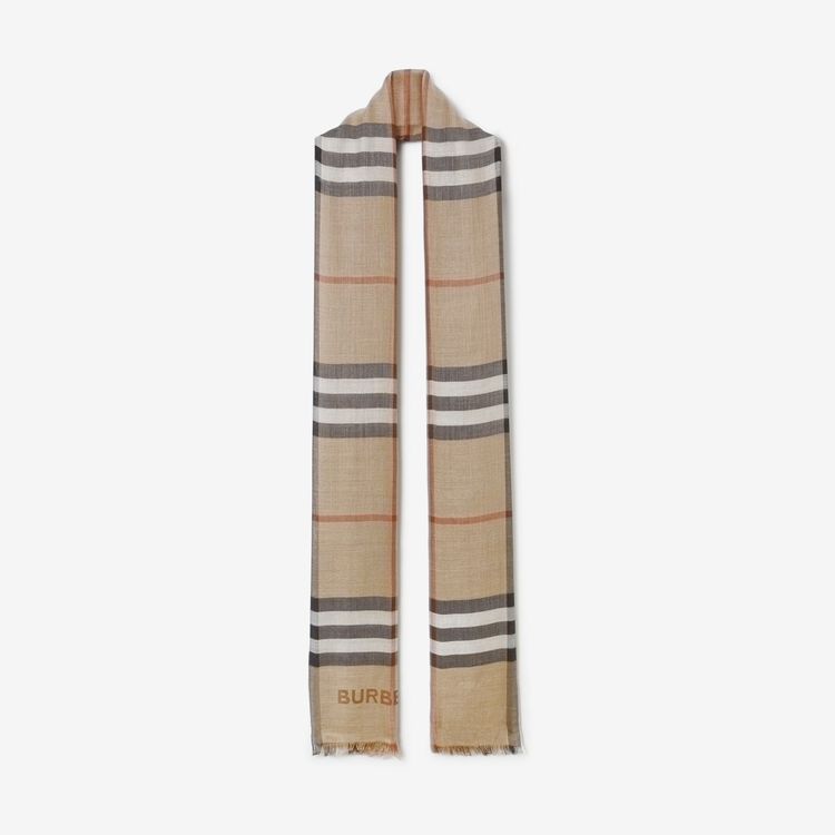 No. 7 - BURBERRYライトウェイト チェック ウールシルク スカーフ80609561 - 1
